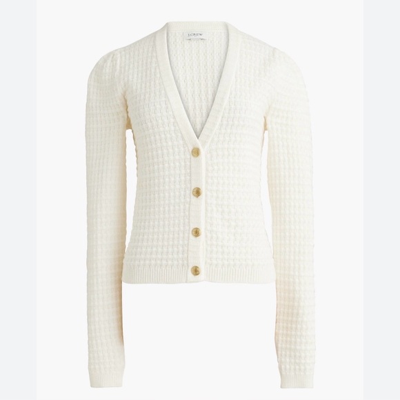 NWT J.Crew Factory Textured Cardigan Sweater Ivory - Picture 2 of 9